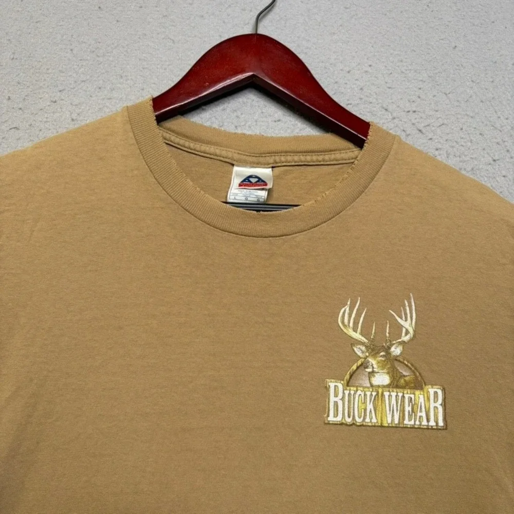 Buck Wear T Shirt Mens Large Brown Fire Up The Grill Deer Hunting Vintage 90s